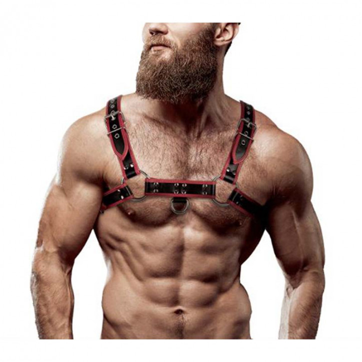Fetish Submissive Chest Harness black/red