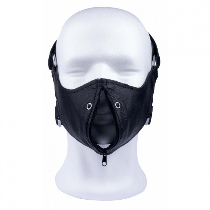 Leather Half Mask with mouth zipper