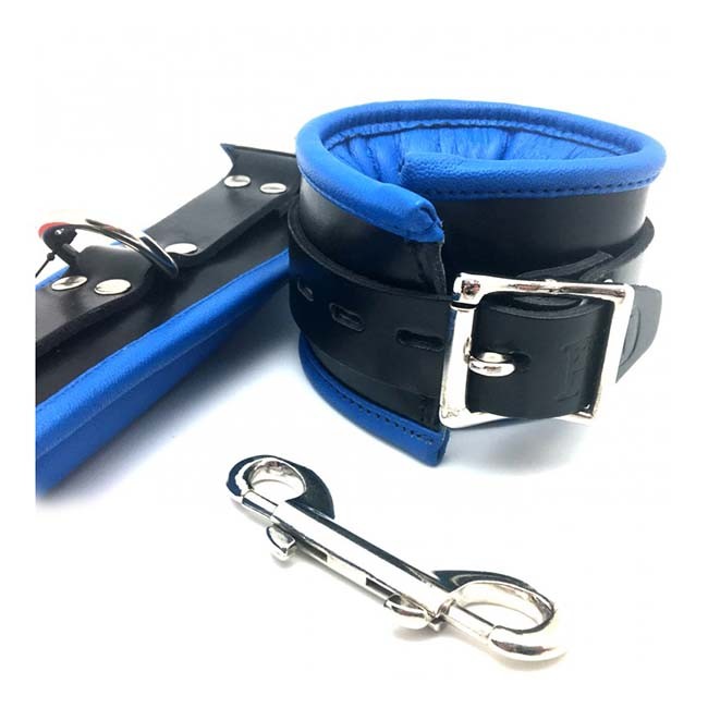 Leather Handcuffs blue
