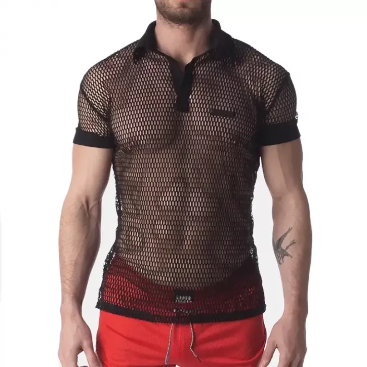 Barcode Open Mesh Polo Shirt