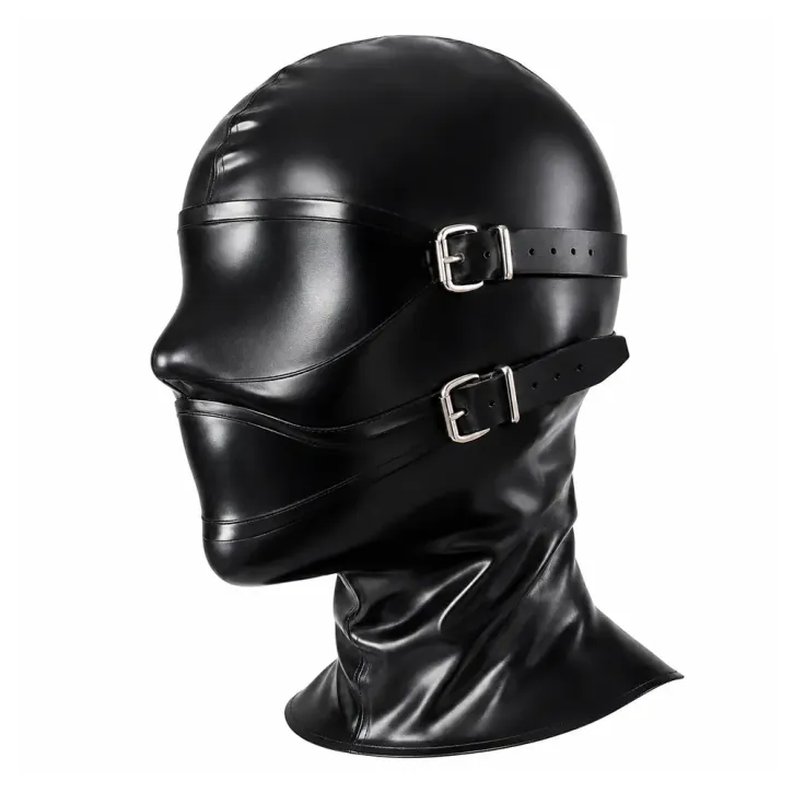 Latex-Kopfmaske mit abnehmbarer Augenmaske und Mundknebel