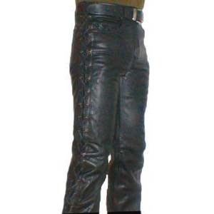 Laced Leather Jeans, size 35