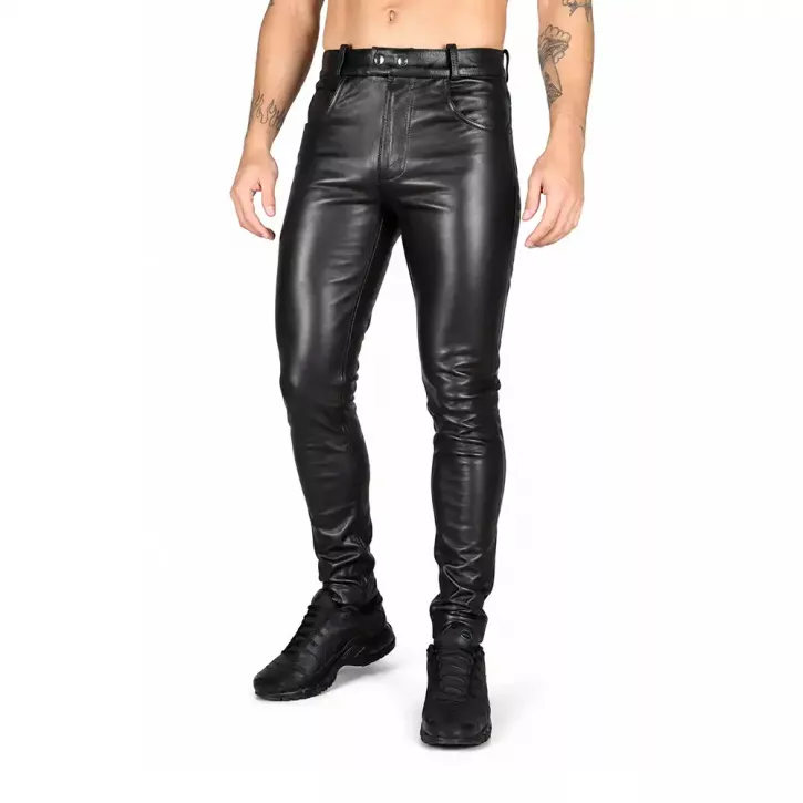 Leather Jeans Button, Größe 32