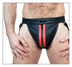 Zip Front Jock, white stripe, Größe 28