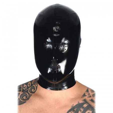 Latexmaske mit Minimal-Perforierung und Reißverschluss
