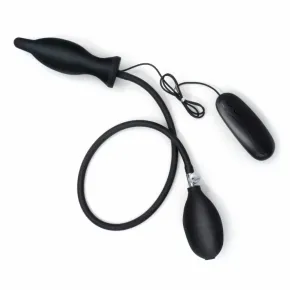 Aufblasbarer Analplug mit 10 Vibrationsmodi, Handpumpe und Bedienteil
