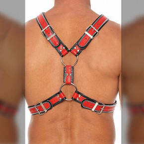 Leather Harness with stainless Steel Zipper look L