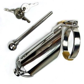 Chastity Cage with Urethral Stretching Penis Plug