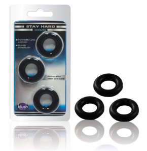 Triple Stay Hard Cockrings Black