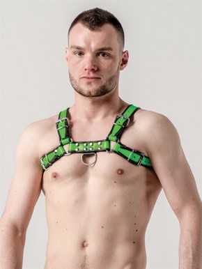 Mister B Leather Chest Harness Premium Neon Green