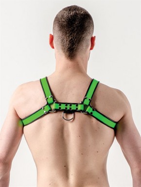 Mister B Leather Chest Harness Premium Neon Green L/XL