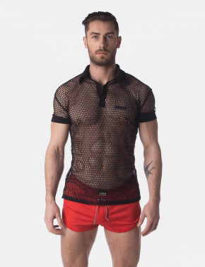 Barcode Open Mesh Polo Shirt